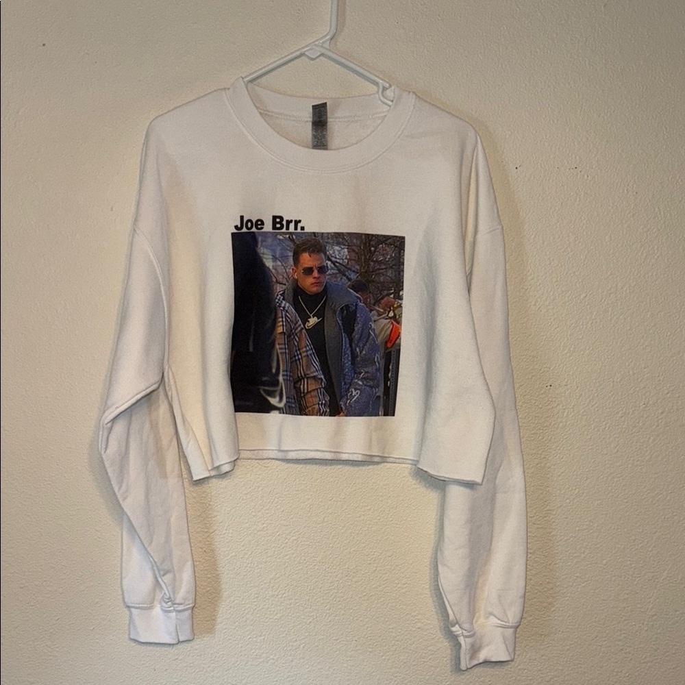 White Cropped Joe Burrows Sweatshirt